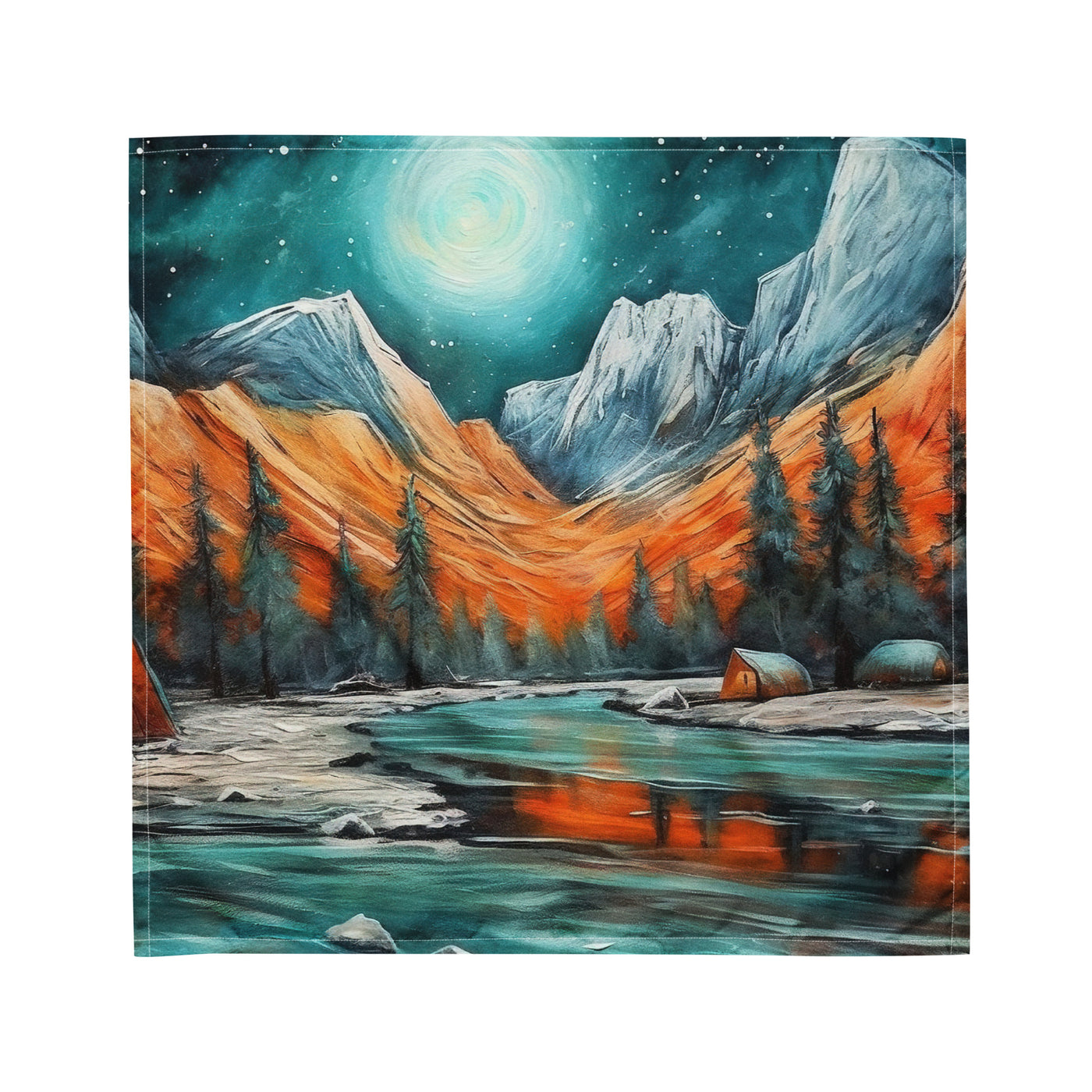Berglandschaft und Zelte - Nachtstimmung - Landschaftsmalerei - Bandana (All-Over Print) camping xxx M