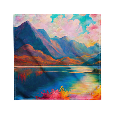 Berglandschaft und Bergsee - Farbige Ölmalerei - Bandana (All-Over Print) berge xxx M