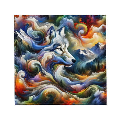 Abstraktes Alpen Gemälde: Wirbelnde Farben und Majestätischer Wolf, Silhouette (AN) - Bandana (All-Over Print) xxx yyy zzz M