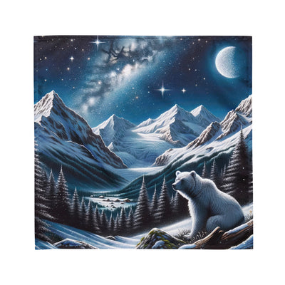 Sternennacht und Eisbär: Acrylgemälde mit Milchstraße, Alpen und schneebedeckte Gipfel - Bandana (All-Over Print) camping xxx yyy zzz M