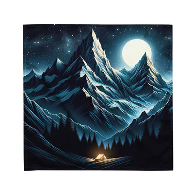 Alpennacht mit Zelt: Mondglanz auf Gipfeln und Tälern, sternenklarer Himmel - Bandana (All-Over Print) berge xxx yyy zzz M