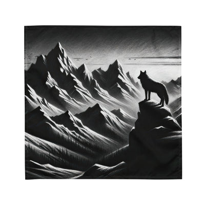 Kohlezeichnung, die die stille Stille der Alpen in der Winterdämmerung verkörpert. Wolf auf einem Berghügel (AN) - Bandana (All-Over Print) xxx yyy zzz M