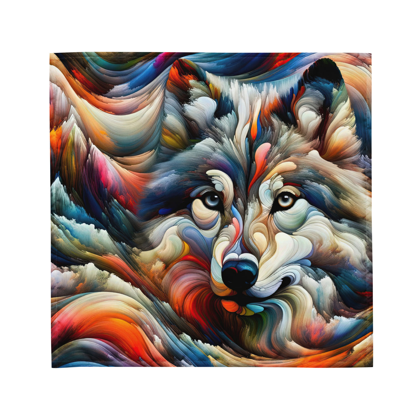 Abstrakte Kunst der Alpen mit einem Wolf. Chaotischer Tanz aus Farben und Formen. Surreale Landschaft (AN) - Bandana (All-Over Print) xxx yyy zzz M