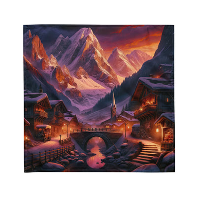 Magische Alpenstunde: Digitale Kunst mit warmem Himmelsschein über schneebedeckte Berge - Bandana (All-Over Print) berge xxx yyy zzz M