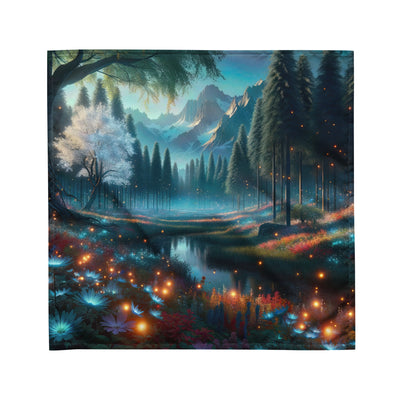 Ätherischer Alpenwald: Digitale Darstellung mit leuchtenden Bäumen und Blumen - Bandana (All-Over Print) camping xxx yyy zzz M