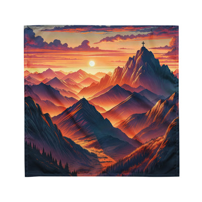 Dramatischer Alpen-Sonnenuntergang, Gipfelkreuz in Orange-Rosa - Bandana (All-Over Print) berge xxx yyy zzz M