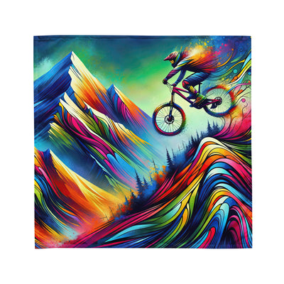 Mountainbiker in farbenfroher Alpenkulisse mit abstraktem Touch (M) - Bandana (All-Over Print) xxx yyy zzz M