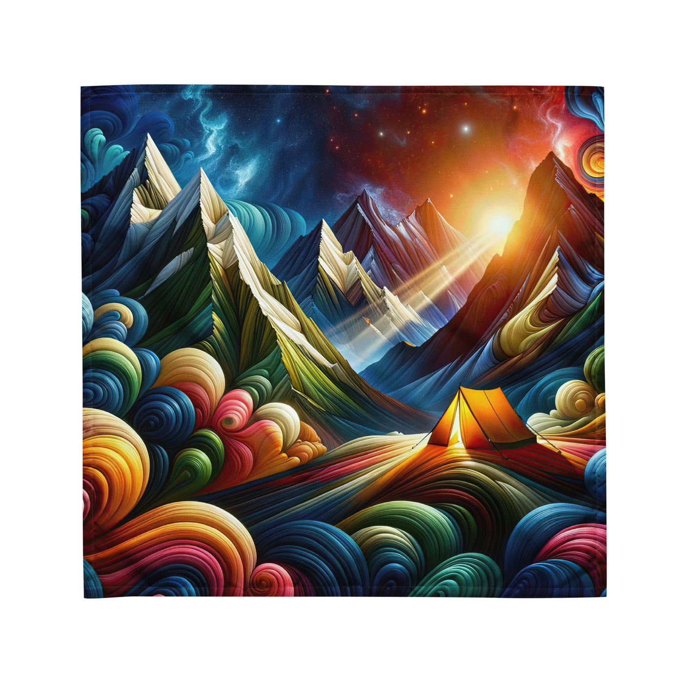 Abstrakte Bergwelt in lebendigen Farben mit Zelt - Bandana (All-Over Print) camping xxx yyy zzz M