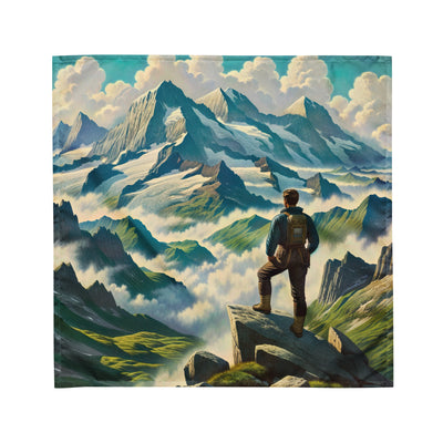 Panoramablick der Alpen mit Wanderer auf einem Hügel und schroffen Gipfeln - Bandana (All-Over Print) wandern xxx yyy zzz M