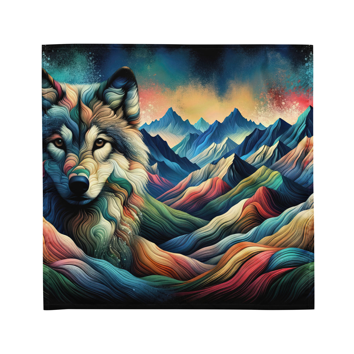 Traumhaftes Alpenpanorama mit Wolf in wechselnden Farben und Mustern (AN) - Bandana (All-Over Print) xxx yyy zzz M