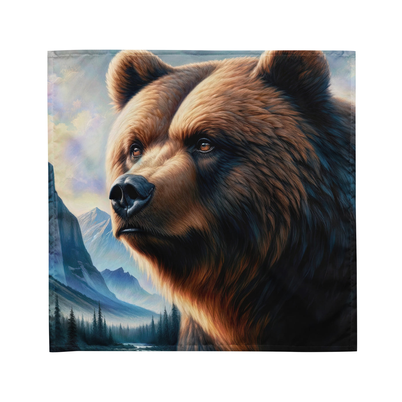 Ölgemälde, das das Gesicht eines starken realistischen Bären einfängt. Porträt - Bandana (All-Over Print) camping xxx yyy zzz M