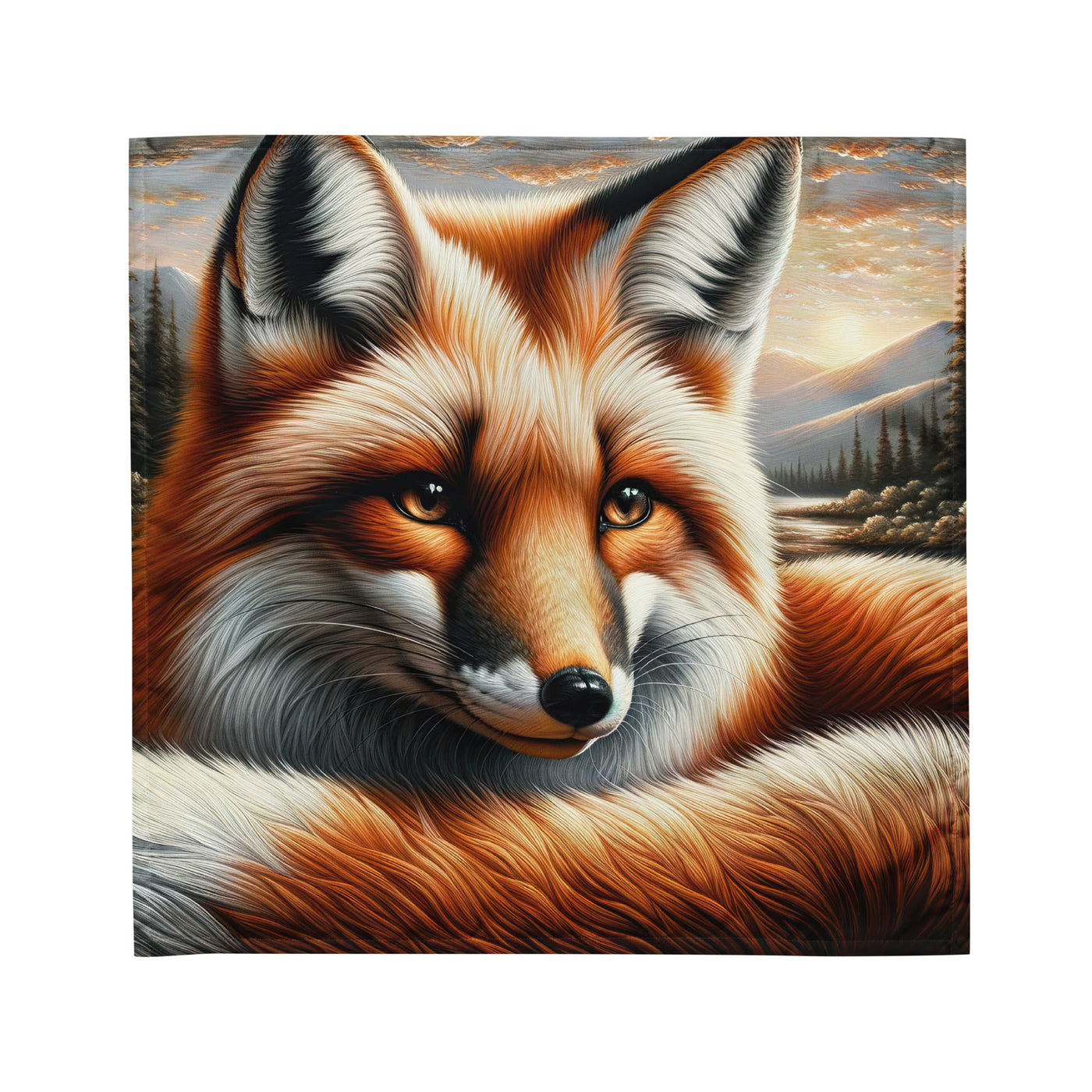 Ölgemälde eines nachdenklichen Fuchses mit weisem Blick - Bandana (All-Over Print) camping xxx yyy zzz M