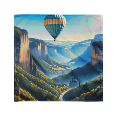 Ölgemälde einer ruhigen Szene in Luxemburg mit Heißluftballon und blauem Himmel - Bandana (All-Over Print) berge xxx yyy zzz M