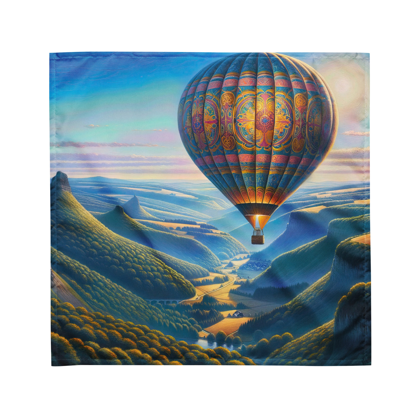 Ölgemälde einer ruhigen Szene mit verziertem Heißluftballon - Bandana (All-Over Print) berge xxx yyy zzz M