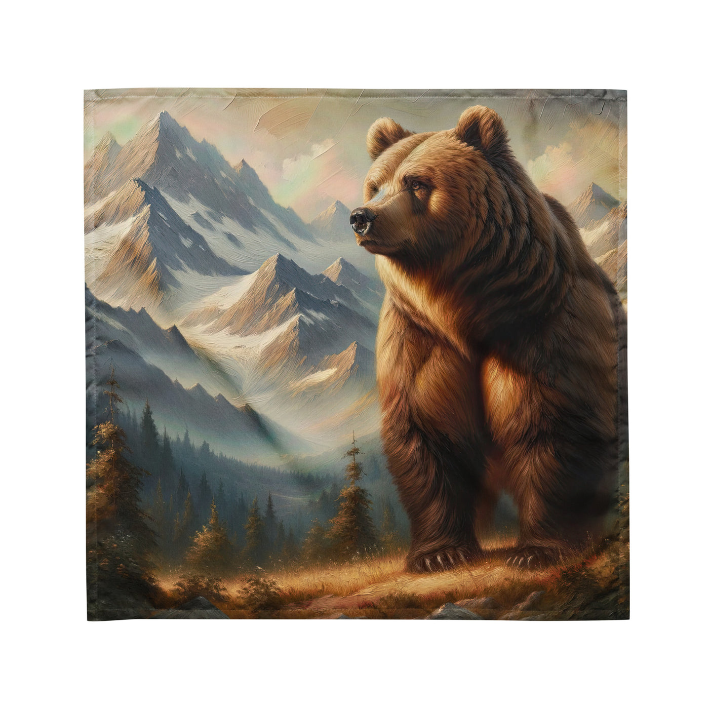 Ölgemälde eines königlichen Bären vor der majestätischen Alpenkulisse - Bandana (All-Over Print) camping xxx yyy zzz M