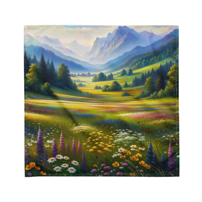 Ölgemälde einer Almwiese, Meer aus Wildblumen in Gelb- und Lilatönen - Bandana (All-Over Print) berge xxx yyy zzz M