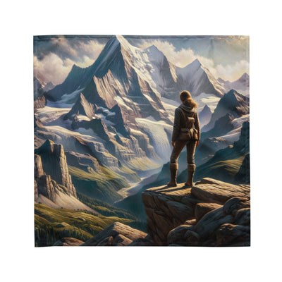 Ölgemälde der Alpengipfel mit Schweizer Abenteurerin auf Felsvorsprung - Bandana (All-Over Print) wandern xxx yyy zzz M