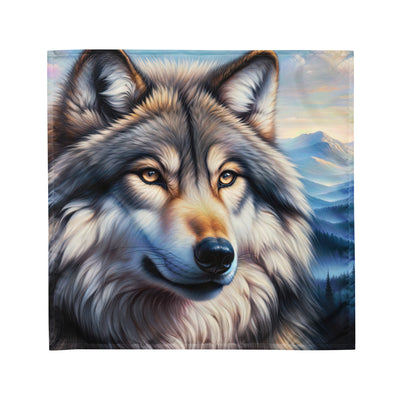 Ölgemäldeporträt eines majestätischen Wolfes mit intensiven Augen in der Berglandschaft (AN) - Bandana (All-Over Print) xxx yyy zzz M