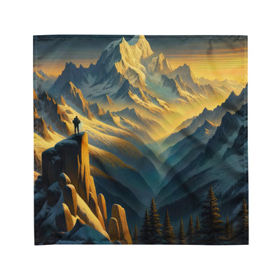 Ölgemälde eines Wanderers bei Morgendämmerung auf Alpengipfeln mit goldenem Sonnenlicht - Bandana (All-Over Print) wandern xxx yyy zzz M
