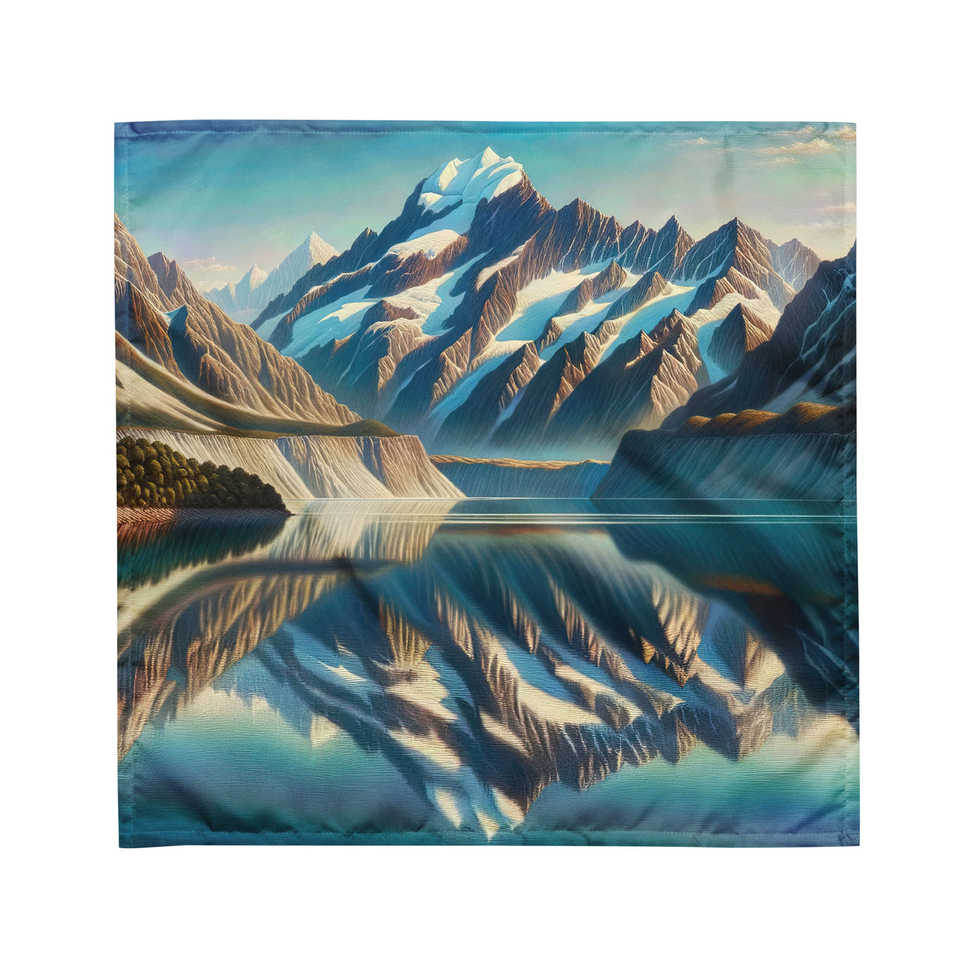 Ölgemälde eines unberührten Sees, der die Bergkette spiegelt - Bandana (All-Over Print) berge xxx yyy zzz M