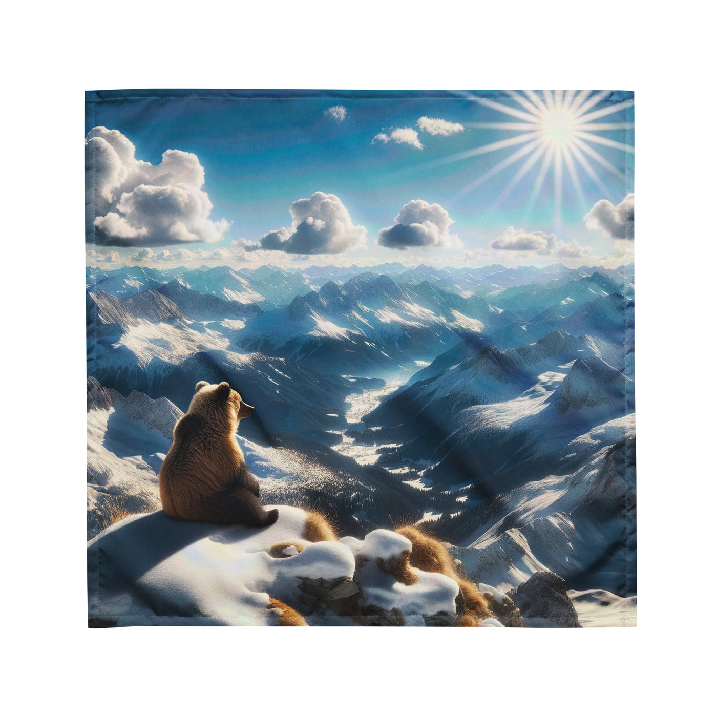 Foto der Alpen im Winter mit Bären auf dem Gipfel, glitzernder Neuschnee unter der Sonne - Bandana (All-Over Print) camping xxx yyy zzz M