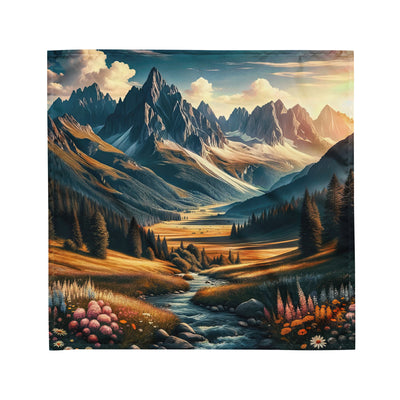Quadratisches Kunstwerk der Alpen, majestätische Berge unter goldener Sonne - Bandana (All-Over Print) berge xxx yyy zzz M