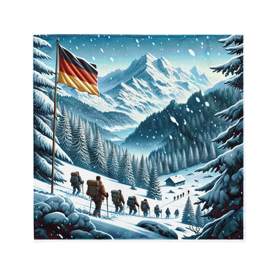 Quadratische Winterillustration der Alpen mit deutscher Flagge und Wanderteam - Bandana (All-Over Print) wandern xxx yyy zzz M
