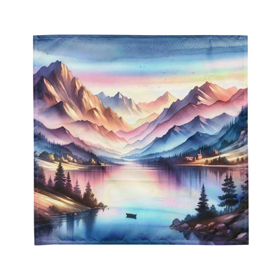 Aquarell einer Dämmerung in den Alpen, Boot auf einem See in Pastell-Licht - Bandana (All-Over Print) berge xxx yyy zzz M