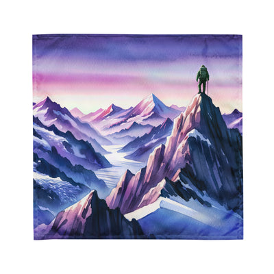 Aquarell eines Bergsteigers auf einem Alpengipfel in der Abenddämmerung - Bandana (All-Over Print) wandern xxx yyy zzz M