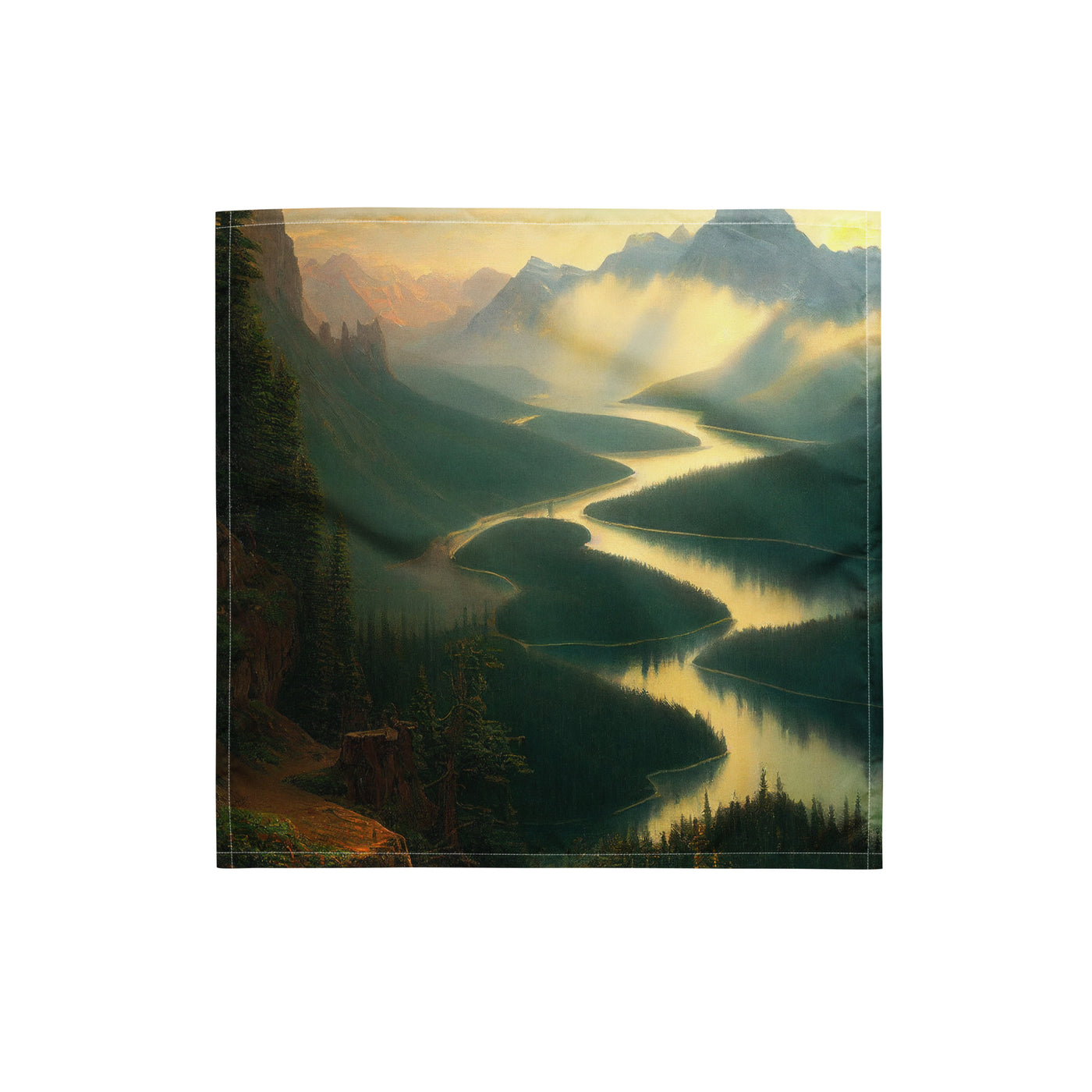 Landschaft mit Bergen, See und viel grüne Natur - Malerei - Bandana (All-Over Print) berge xxx S