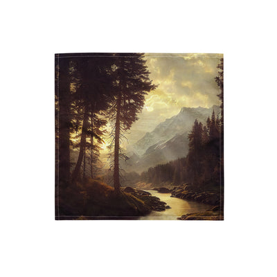 Landschaft mit Bergen, Fluss und Bäumen - Malerei - Bandana (All-Over Print) berge xxx S