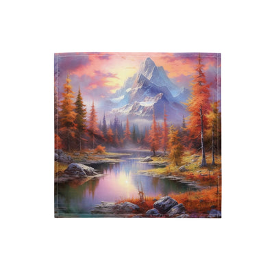 Landschaftsmalerei - Berge, Bäume, Bergsee und Herbstfarben - Bandana (All-Over Print) berge xxx S