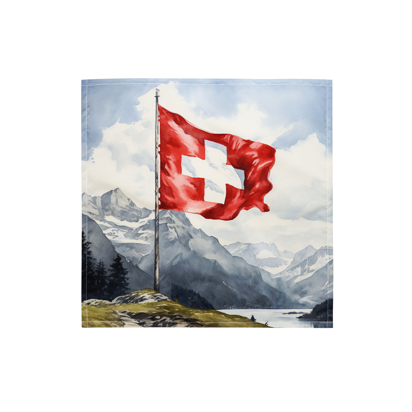 Schweizer Flagge und Berge im Hintergrund - Epische Stimmung - Malerei - Bandana (All-Over Print) berge xxx S