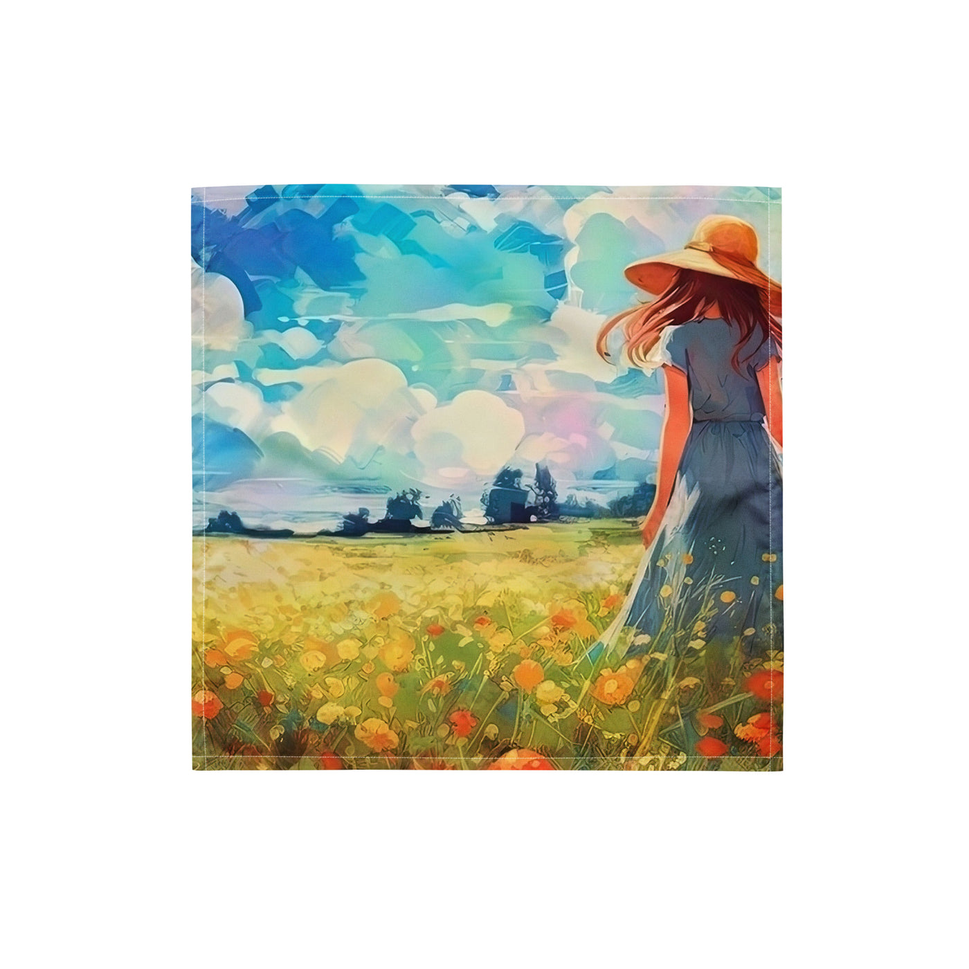Dame mit Hut im Feld mit Blumen - Landschaftsmalerei - Bandana (All-Over Print) camping xxx S
