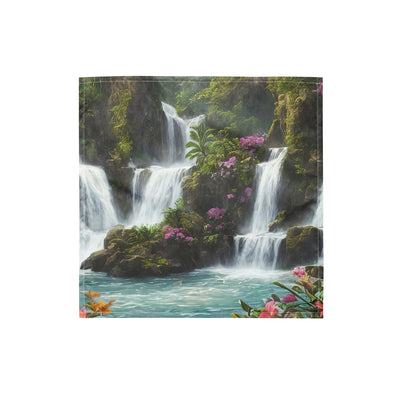 Wasserfall im Wald und Blumen - Schöne Malerei - Bandana (All-Over Print) camping xxx S
