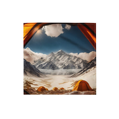 Foto aus dem Zelt - Berge und Zelte im Hintergrund - Tagesaufnahme - Bandana (All-Over Print) camping xxx S