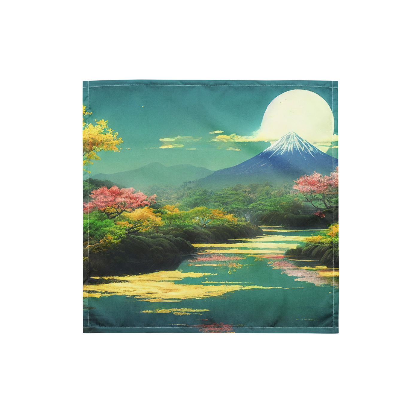 Berg, See und Wald mit pinken Bäumen - Landschaftsmalerei - Bandana (All-Over Print) berge xxx S
