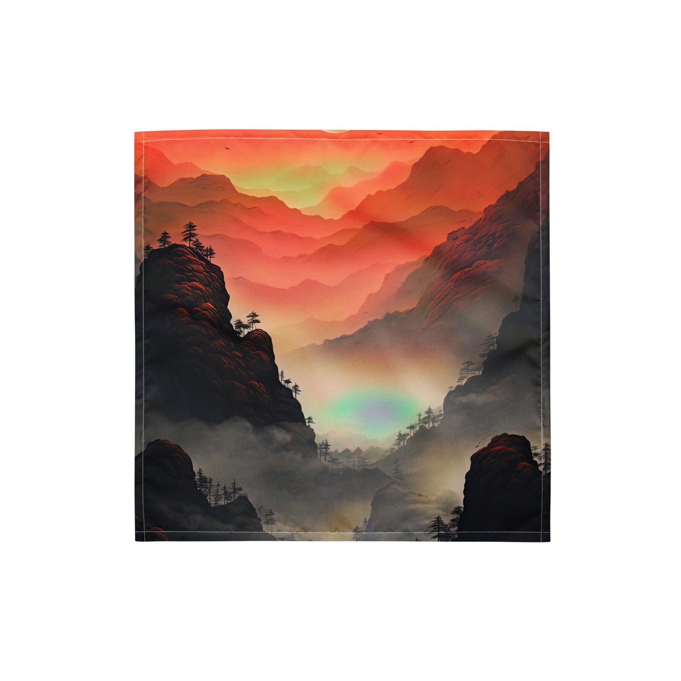 Gebirge, rote Farben und Nebel - Episches Kunstwerk - Bandana (All-Over Print) berge xxx S