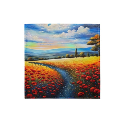 Feld mit roten Blumen und Berglandschaft - Landschaftsmalerei - Bandana (All-Over Print) berge xxx S