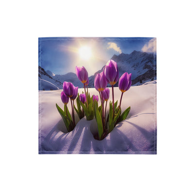 Tulpen im Schnee und in den Bergen - Blumen im Winter - Bandana (All-Over Print) berge xxx S