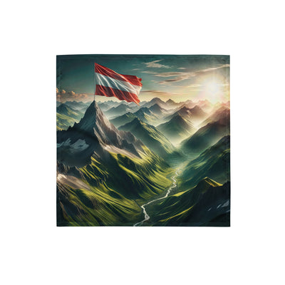 Alpen Gebirge: Fotorealistische Bergfläche mit Österreichischer Flagge - Bandana (All-Over Print) berge xxx yyy zzz S