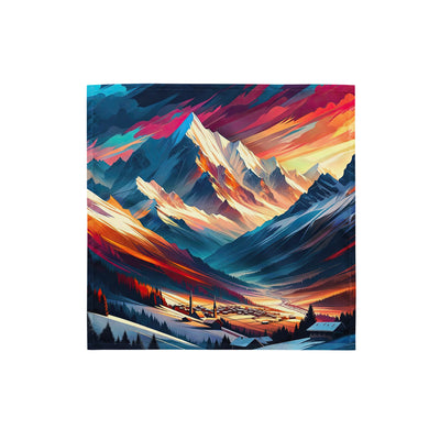 Moderne geometrische Alpen Kunst: Warmer Sonnenuntergangs Schein auf Schneegipfeln - Bandana (All-Over Print) berge xxx yyy zzz S