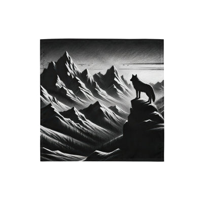 Kohlezeichnung, die die stille Stille der Alpen in der Winterdämmerung verkörpert. Wolf auf einem Berghügel (AN) - Bandana (All-Over Print) xxx yyy zzz S