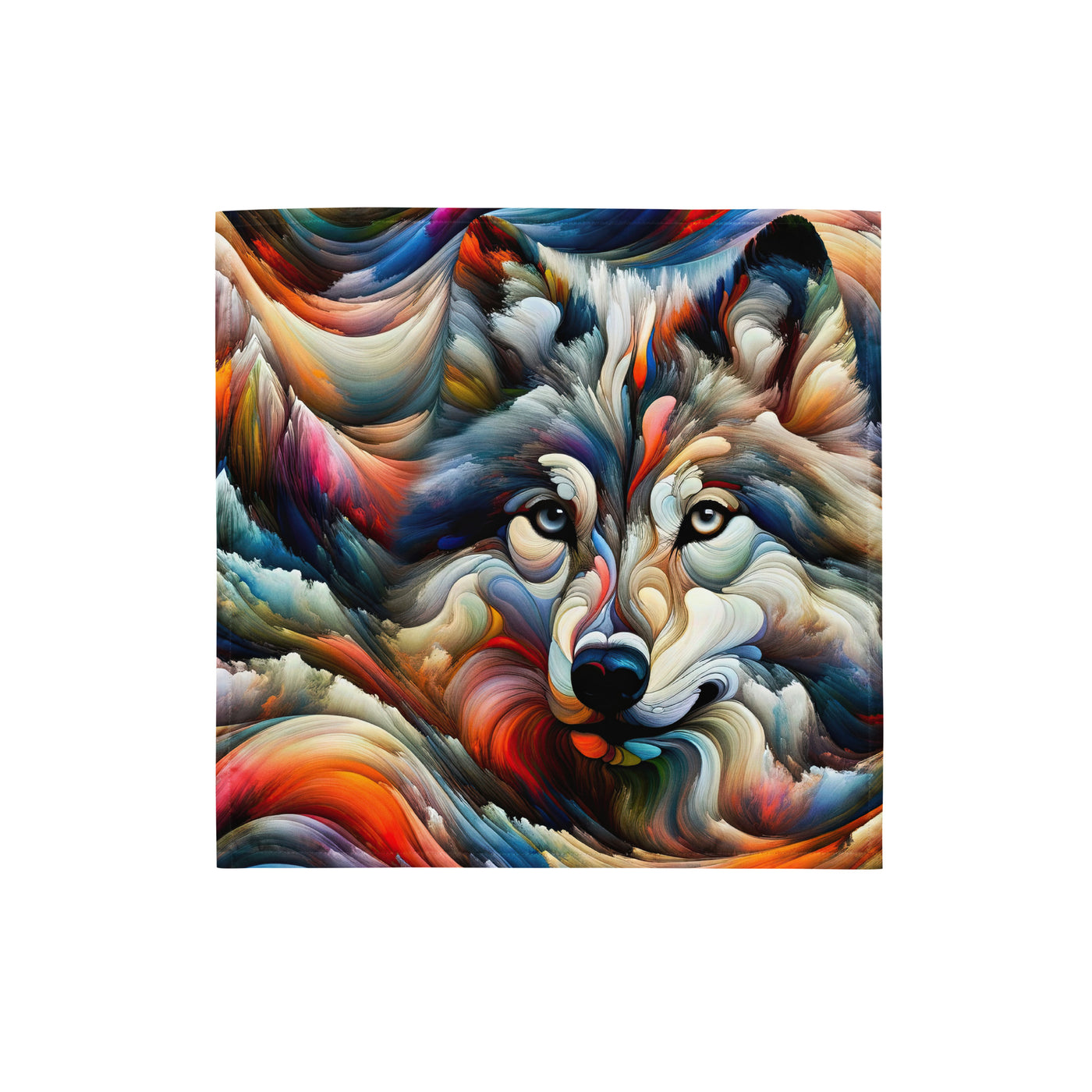 Abstrakte Kunst der Alpen mit einem Wolf. Chaotischer Tanz aus Farben und Formen. Surreale Landschaft (AN) - Bandana (All-Over Print) xxx yyy zzz S