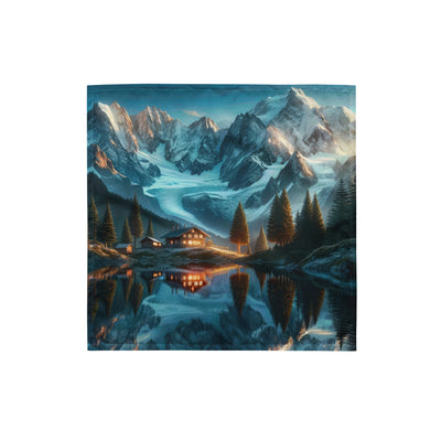Stille Alpenmajestätik: Digitale Kunst mit Schnee und Bergsee-Spiegelung - Bandana (All-Over Print) berge xxx yyy zzz S