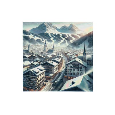 Winter in Kitzbühel: Digitale Malerei von schneebedeckten Dächern - Bandana (All-Over Print) berge xxx yyy zzz S