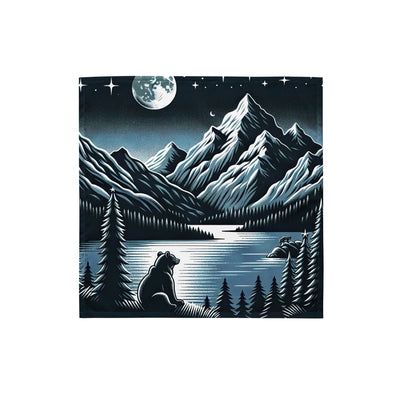 Bär in Alpen-Mondnacht, silberne Berge, schimmernde Seen - Bandana (All-Over Print) camping xxx yyy zzz S