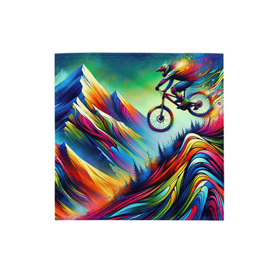 Mountainbiker in farbenfroher Alpenkulisse mit abstraktem Touch (M) - Bandana (All-Over Print) xxx yyy zzz S