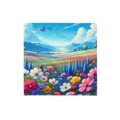 Weitläufiges Blumenfeld unter himmelblauem Himmel, leuchtende Flora - Bandana (All-Over Print) camping xxx yyy zzz S