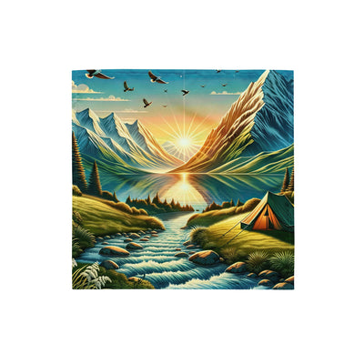 Zelt im Alpenmorgen mit goldenem Licht, Schneebergen und unberührten Seen - Bandana (All-Over Print) berge xxx yyy zzz S